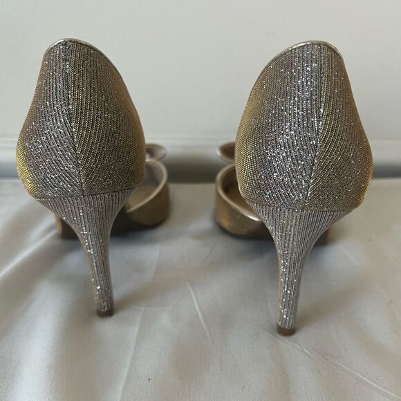 Kelly & Katie Silver Gold Peep Toe Gold/silver Wedding Prom Heels Sz 7.5 SPARKLY - Picture 7 of 16